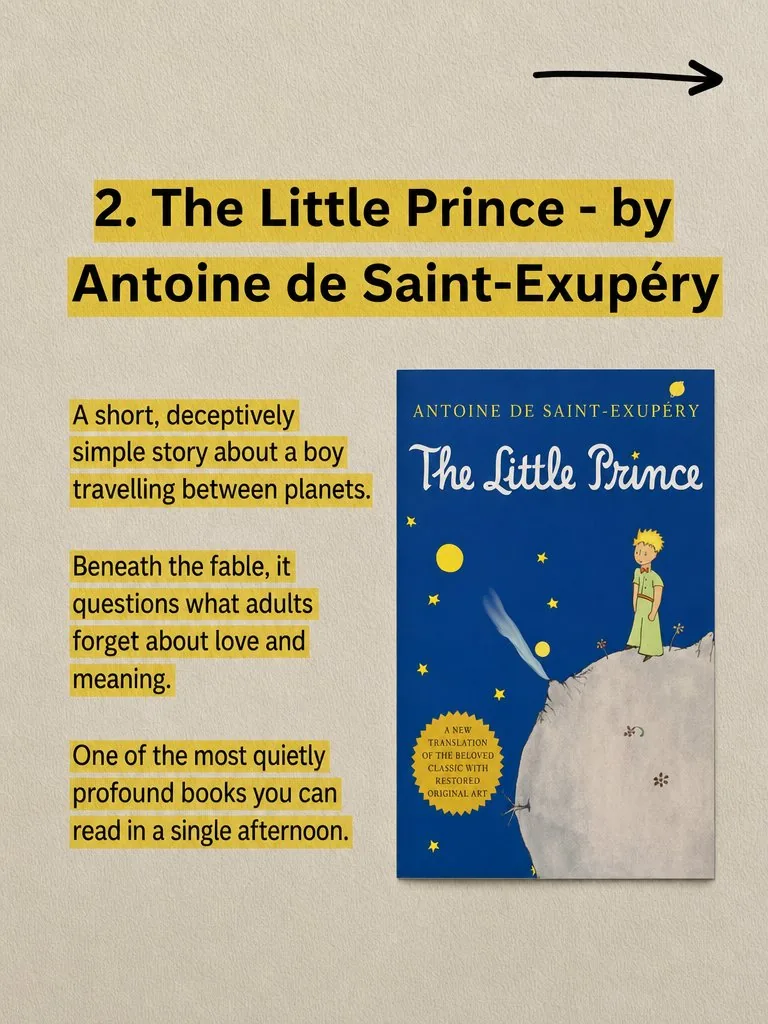 Carousel slide 3 from a Postbae example about five books you should read once in your life