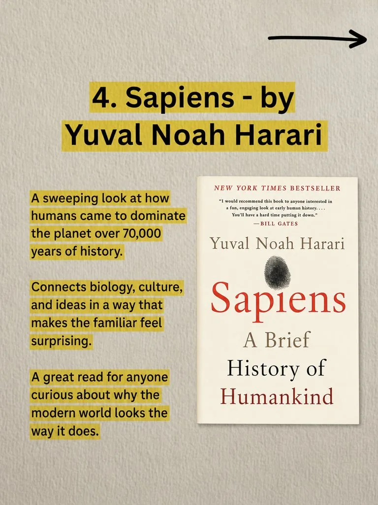 Carousel slide 5 from a Postbae example about five books you should read once in your life