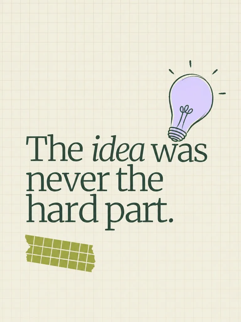 Carousel slide 2 from a Postbae example about entrepreneurs executing ideas
