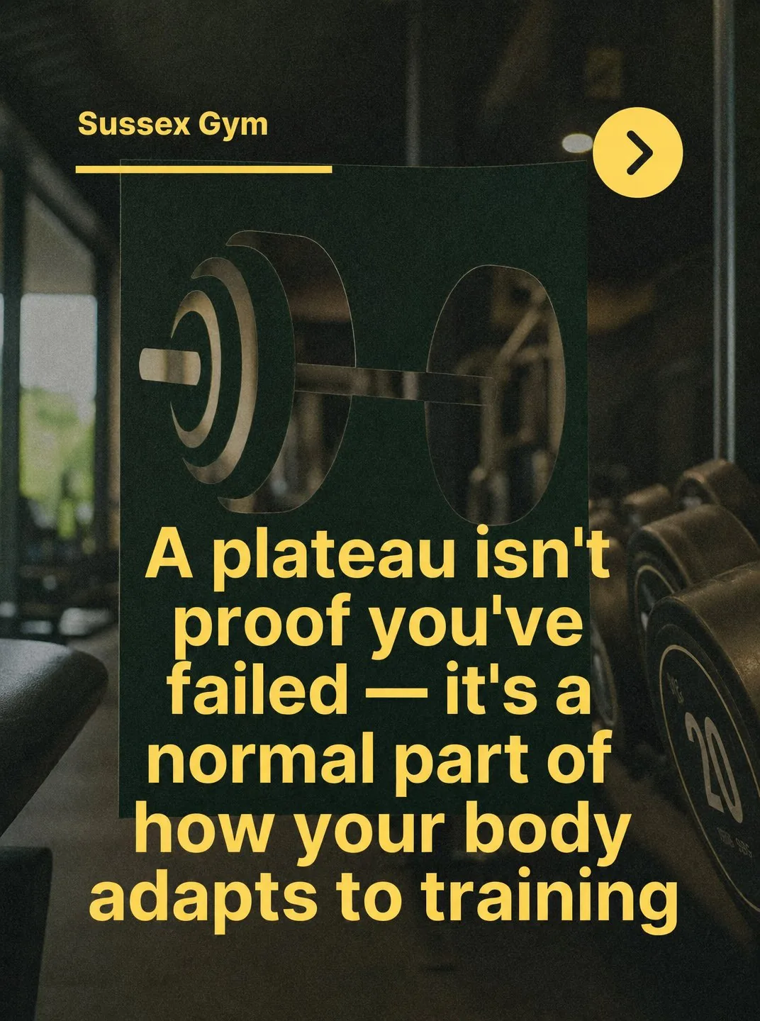 Carousel slide 4 from a Postbae example about recognizing imposter syndrome in the gym